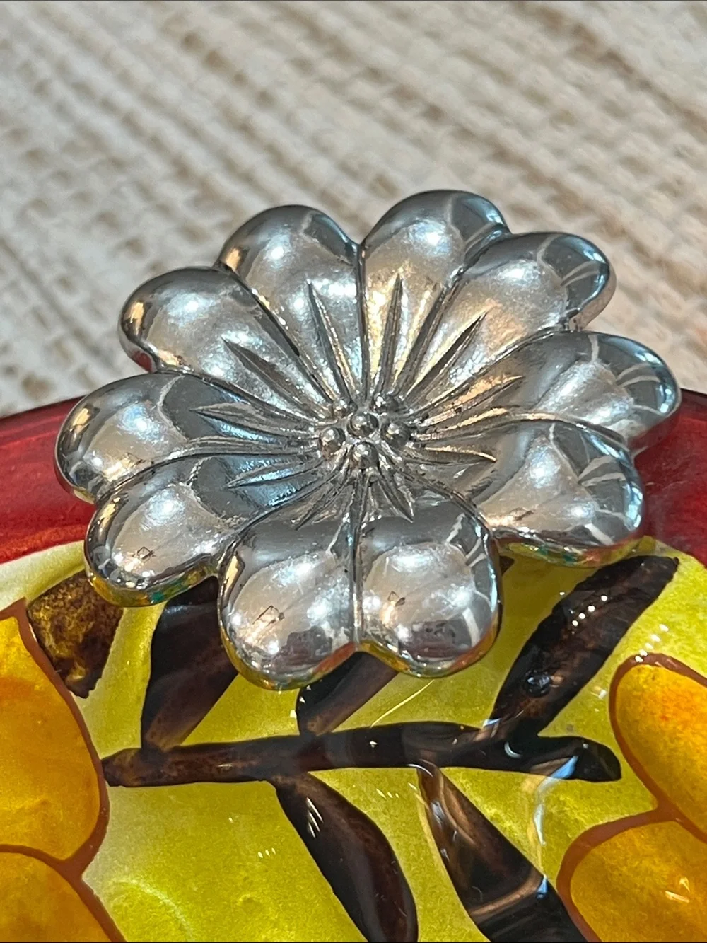 Rare Hand-Painted Floral Glass Bowls by Jennifer Brinley Entitled Natures Garden